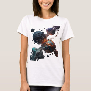 Moderne Silber ABSTRACT ART Mode Druck T-Shirt