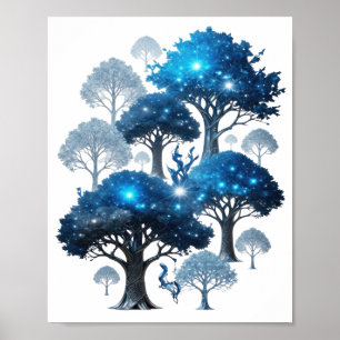 Moderne Silber BLUE ICE BÄUME Poster