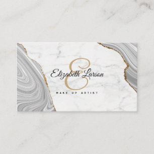 Moderne Silber Glitter QR Salon Make-up mit Marmor Visitenkarte