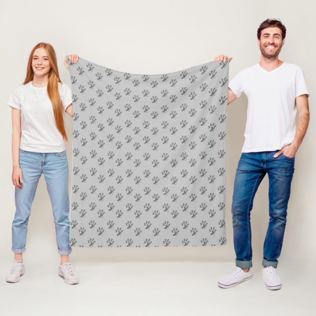 Moderne Silber-Grau-Pfoten-Muster Fleecedecke (Beispiel)