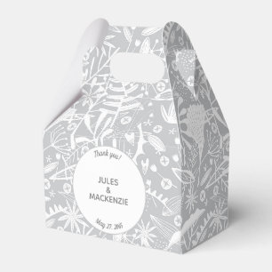 Moderne Silber Gray Graphic Floral Botanical Geschenkschachtel