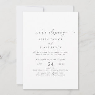 Moderne Silber Schrift Elopement-Rezeption Einladung