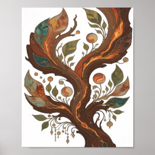 Moderne Silber-TREE OF LIFE-Druck Poster
