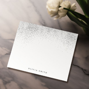 Moderne silberfarbene Glitter-Papeterie mit indivi Mitteilungskarte