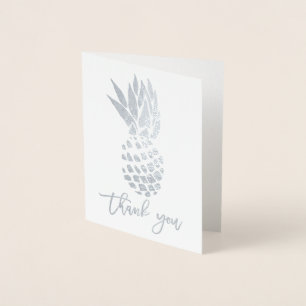 Moderne Silberfolie danke Typografie Ananas Folienkarte