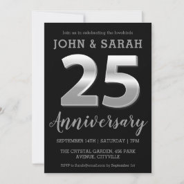 moderne silberne 25. Hochzeitstag Einladungen