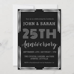 moderne silberne 25. Hochzeitstag Einladungen