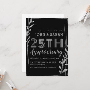 moderne silberne 25. Hochzeitstag Einladungen
