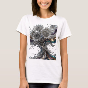 Moderne Silberne ABSTRAKTE KUNST Tragbare Kunst T-Shirt