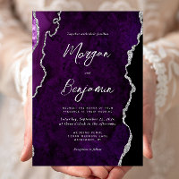 Moderne Silberne Achat-Hochzeit im Schriftstil