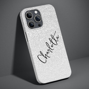 Moderne silberne Glitter-Mädchen-chic personalisie Case-Mate iPhone 14 Pro Max Hülle