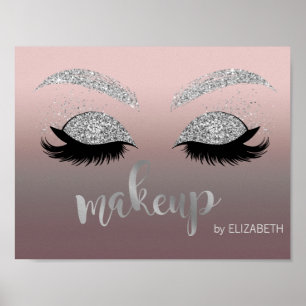 Moderne silberne Glitterie Lashes , Makeup artist Poster