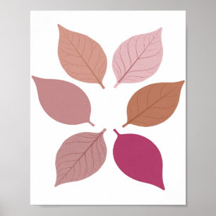Moderne Silberne HERBSTBLÄTTER Design Poster