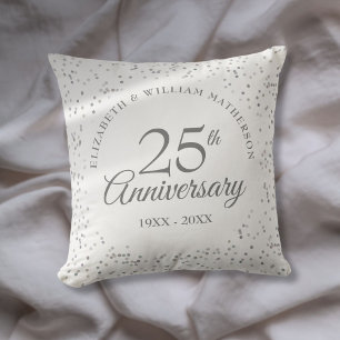 Moderne silberne Konfetti zur 25. Hochzeitstag-Fei Kissen
