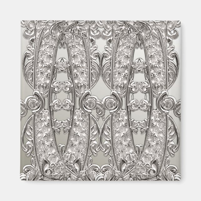 Moderne silberne Magnet mit Ornamenten (Vorne)