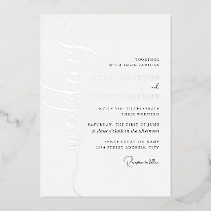 Moderne silberne Schrift Hochzeit Folieneinladung
