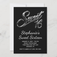 Moderne silberne schwarze Chrom Sweet 16