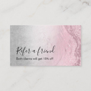 Moderne silberrosa Rosengold-Glitzer Makeup Künst Empfehlungskarte