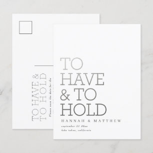 Moderne Silbertypografie-Hochzeit zu haben und abz Ankündigungspostkarte