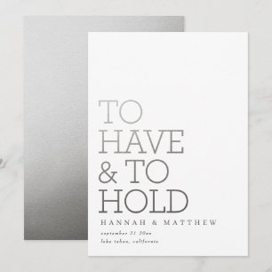Moderne Silbertypografie-Hochzeit zu haben und abz Save The Date