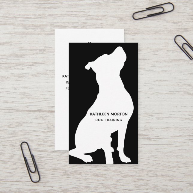 Moderne Silhouette Dog Trainer Visitenkarte (Vorderseite/Rückseite Beispiel)