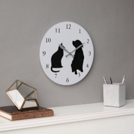 Moderne Silhouetten von Hunden mit grauem Hintergr Große Wanduhr
