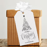 Moderne Silver Christmas Tree Holiday Gift Tags Geschenkanhänger<br><div class="desc">Moderner Silberkugel Weihnachtsbaum,  schwarze Sterne und die Worte Frohe Weihnachten in schicken Schriften,  personalisieren diese schönen Geschenketiketten oder Gastgeschenk Tags für jeden Weihnachtsfeiertag.</div>