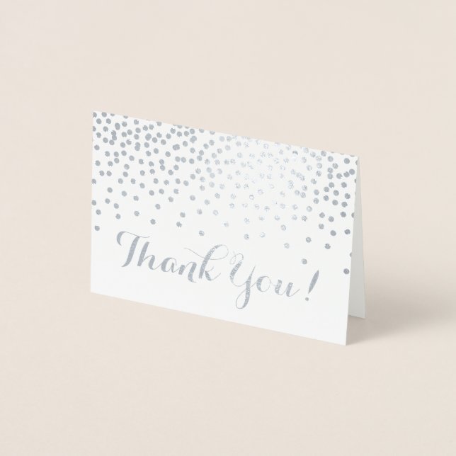 Moderne Silver Foil Confetti Dots Kraft Vielen Dan Folienkarte (Vorderseite)