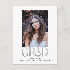Moderne Silver Foil Foto Graduation Party Ankündigungspostkarte