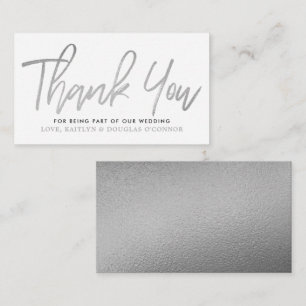 Moderne Silver Foil Script Hochzeit Vielen Dank Begleitkarte