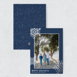 Moderne Silver Foil Snowflake Foto Holiday Card Folien Feiertagskarte