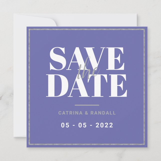 Moderne Silver Frame Wedding speichert die Datumsk Save The Date (Vorderseite)