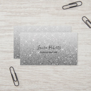 Moderne Silver Glitzer Business Card Visitenkarte
