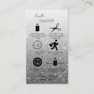 Moderne Silver Glitzer Candle Care Business Card Visitenkarte