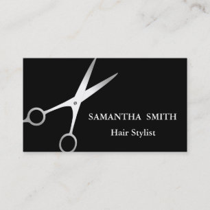 Moderne Silver Glitzer Schere Salon Haar Stylist Visitenkarte