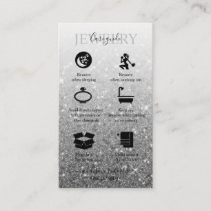 Moderne Silver Glitzer Schmuck Care Business Card Visitenkarte