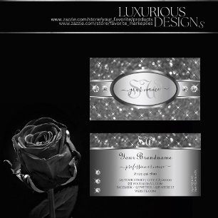 Moderne Silver Glitzer Sparkle Diamonds Initialen Visitenkarte