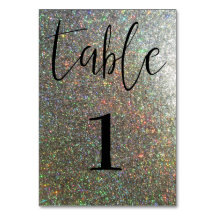 Moderne Silver Glitzer Table Card