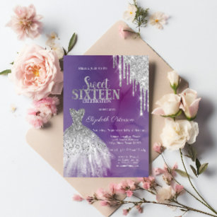 Moderne Silver Glitzer Tropfen, Kleid Violet Sweet Einladung