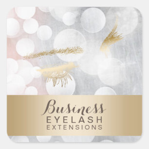 Moderne Silver & Gold Eyelash-Erweiterungen Quadratischer Aufkleber