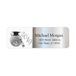Moderne Silver Graduation Cap, Disco Ball, Wein