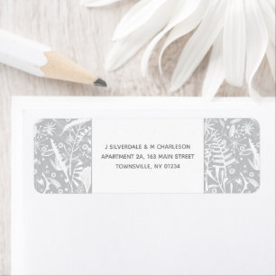 Moderne Silver Gray Graphic Floral Rücksendeadress