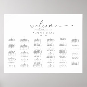 Moderne Silver Horizontal Alphabetische Sitzplätze Poster