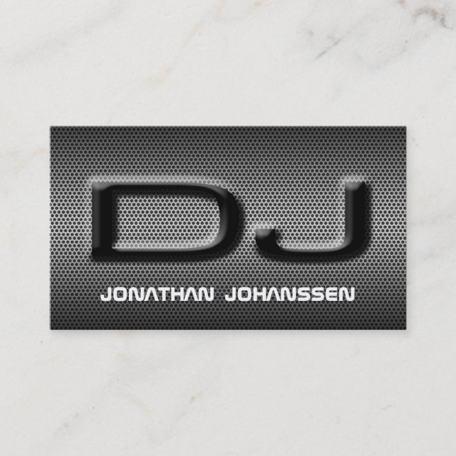 Moderne Silver Metal Beruflich DJ Business Card Visitenkarte (Vorderseite)