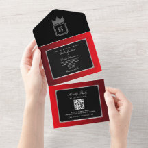 Moderne Silver Red Black Monogram Wedite