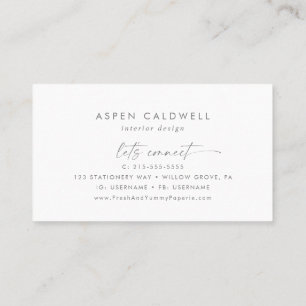 Moderne Silver Script Business Card Visitenkarte