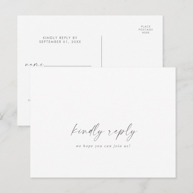 Moderne Silver Script Menü UAWG Postcard Einladungspostkarte (Vorne/Hinten)