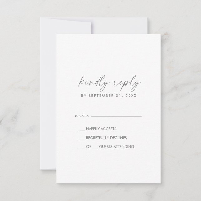 Moderne Silver Script Simple RSVP Card (Vorderseite)