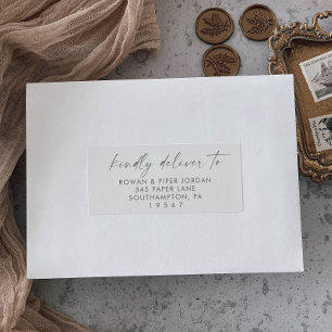 Moderne Silver Script Wedding Guest Address Labels