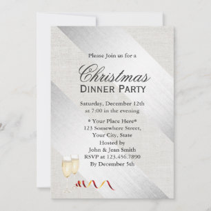 Moderne Silver Stripes Klassisches Liner Weihnacht Einladung